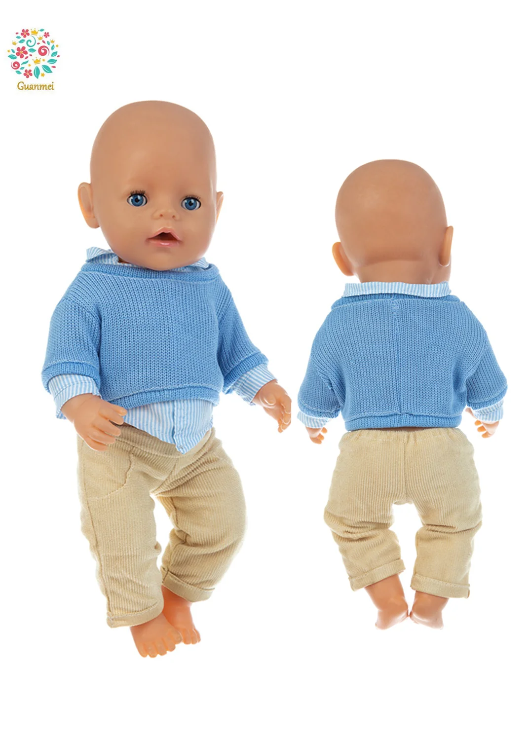

Doll clothes three piece blue sweater for 18 inch baby new born baby clothes accessories