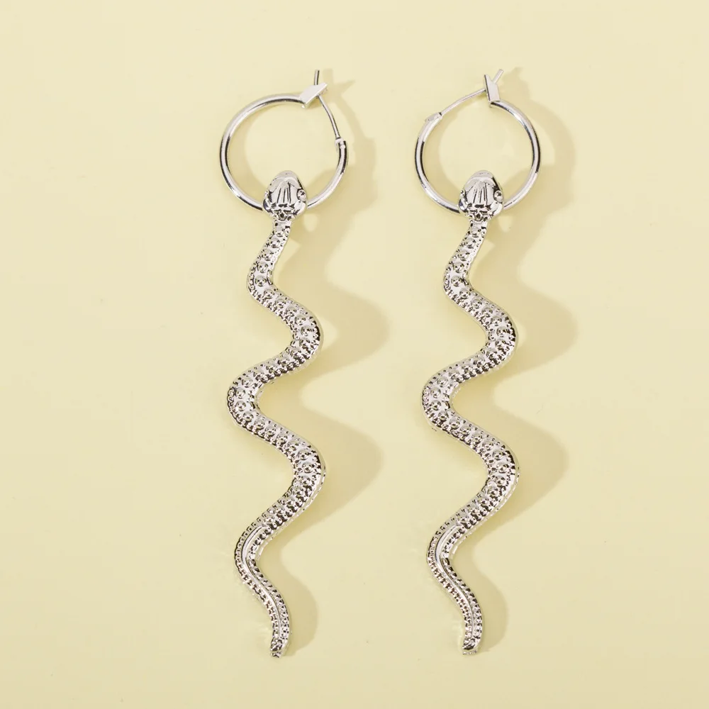 

Punk Long Snake Earrings Personality Gold Color Dangle Earings for Women Vintage Animal Female Fashion Jewelry Factory Outlet