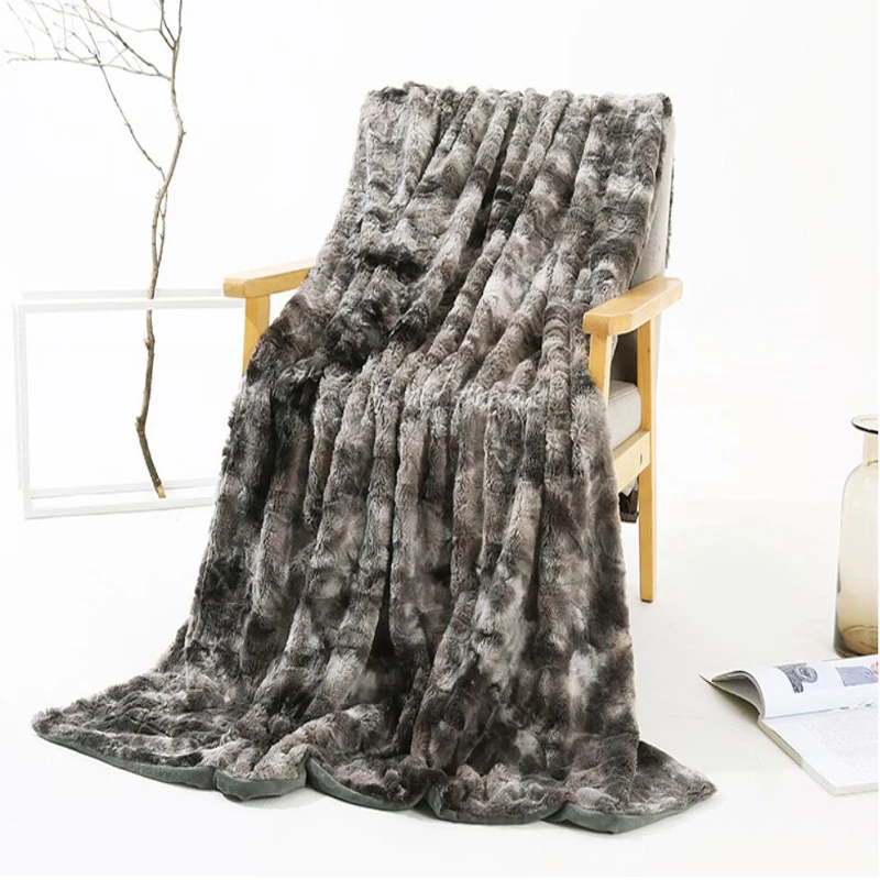 

Luxurious Warm Fluffy Plush Blanket Tie-dye Faux Fur Super Soft Throw Blanket Winter Warm Sheets Bedspread Blanket For Bed Couch