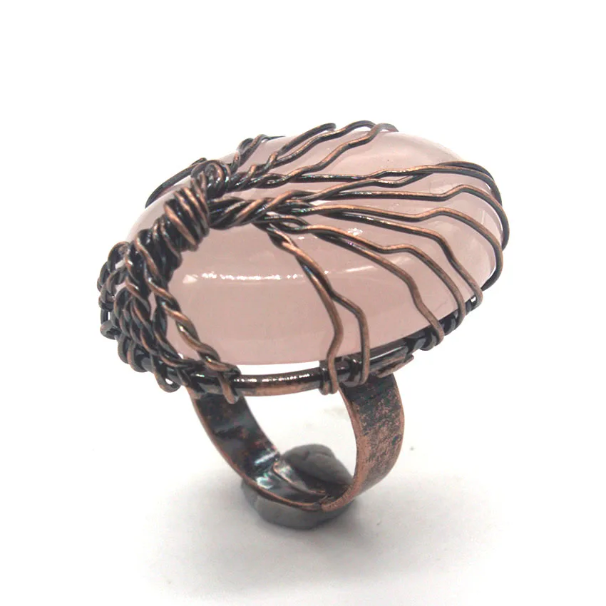 KFT натуральный лечебный Кристал кварц Камень Кольца Овальный Древо жизни