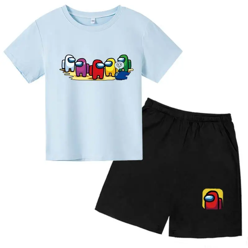 

Boys Girls Outfits Toddler Clothing Set Boutique Kids Baby Girl Clothes Game Among Us Cartoon Featured Short Sleeve Suit 4-14Y