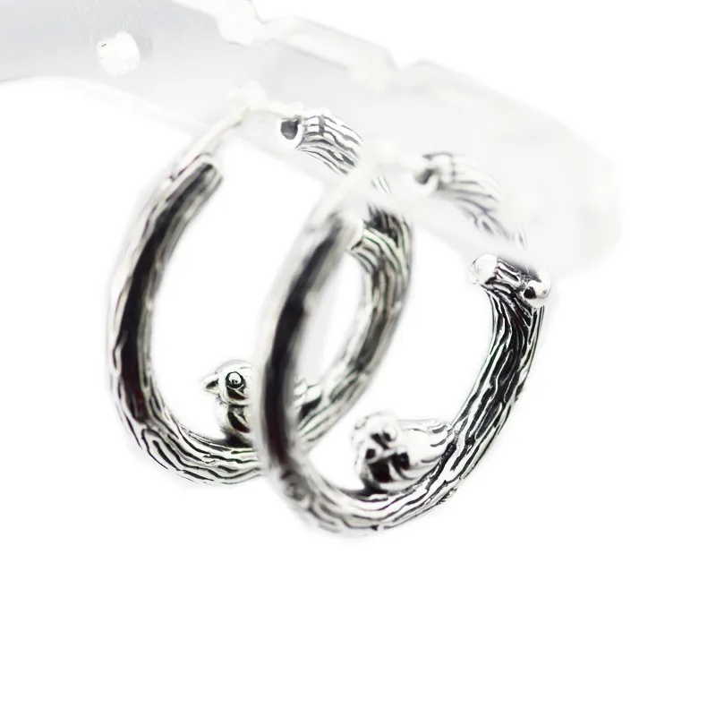 Весенние серьги-кольца с птицами модные ювелирные изделия из стерлингового