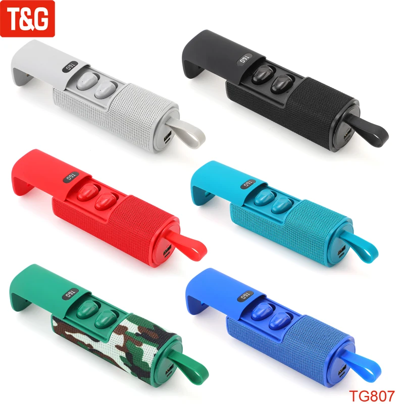 Cheap T G TG807 جديد سماعة لاسلكية محمولة بلوتوث مكبرات صوت خارجية صغيرة في الأذن سماعات قوة البنك ثلاثية الأبعاد مقبض ستيريو مكبر الصوت