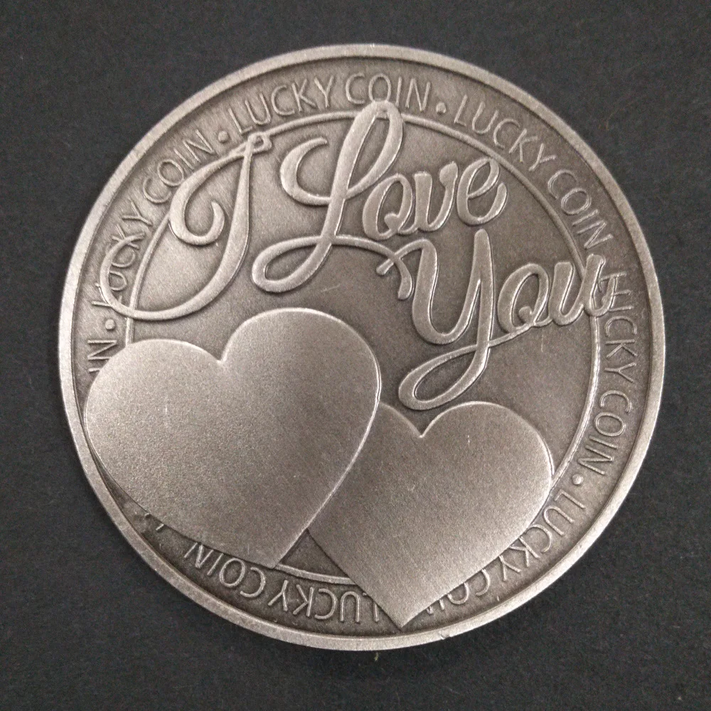 Antique Imitation Silver Badge I Love You More Than I Can Say Lucky Coins Love Commemorative Coin