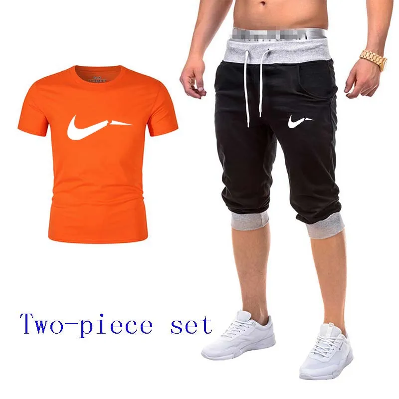Спортивный костюм для бега фитнеса мужской с короткими рукавами облегающая