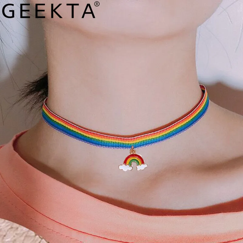 Радужный ремень чокер ожерелье ЛГБТ подарок скидка эмалевый пазл Луна