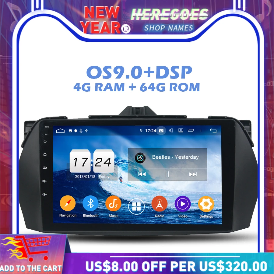 Автомобильный DVD плеер IPS DSP Android 9 0 4 Гб ОЗУ 64 ПЗУ Wi Fi 4G Bluetooth RDS радио GPS карта для SUZUKI