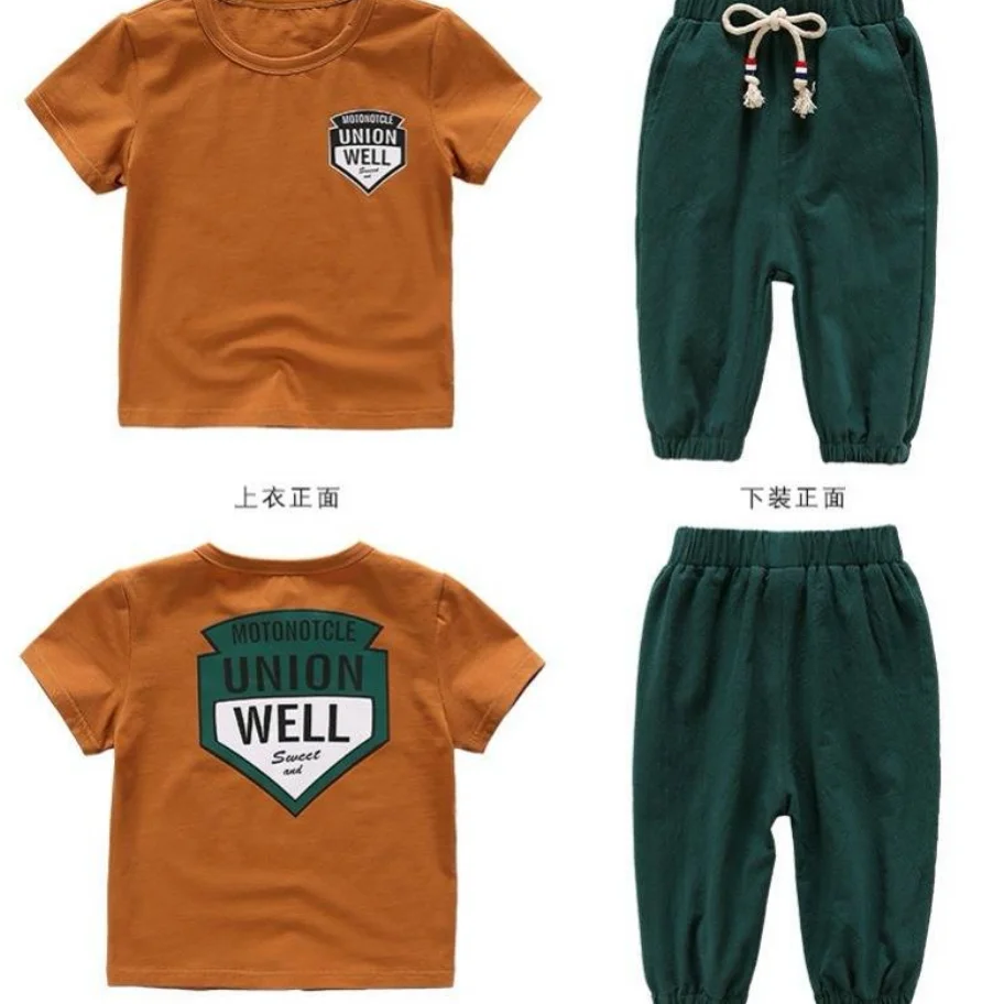 12M-14T Boys Summer Clothes Set 2021 New Casual O-Neck Fashion Letters Printed Two Pieces Children Clothing Suits High Quality |