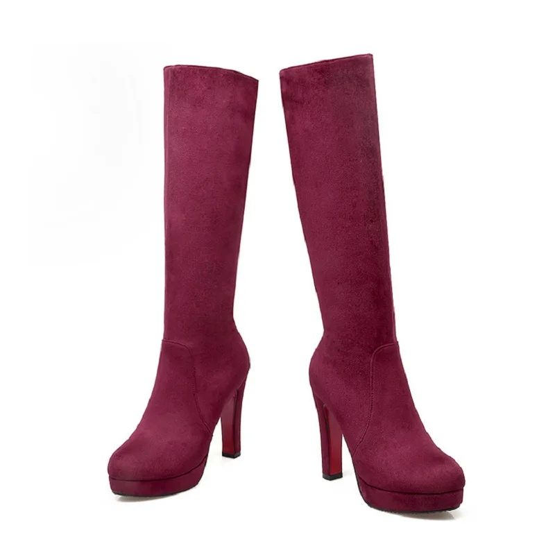Zatsopano модные замшевые высокие сапоги до колена ботинки с высоким голенищем