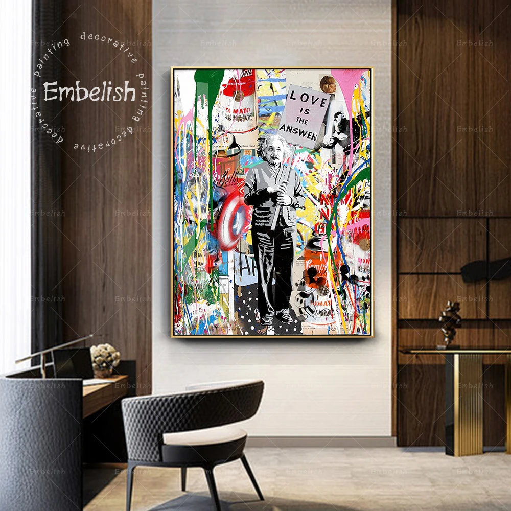 

Embelish 1 Pieces Love Is The Answers Graffiti Wall Art Pictures For Living Room Home Decor Famous Poster HD Canvas Oil Painting
