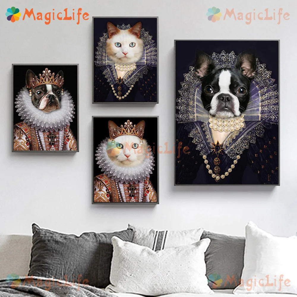 

Cat Princess Posters Vintage Duke Pet Dog Animal Nordic Poster Wall Pictures For Living Room Wall Art Canvas Painting Unframed