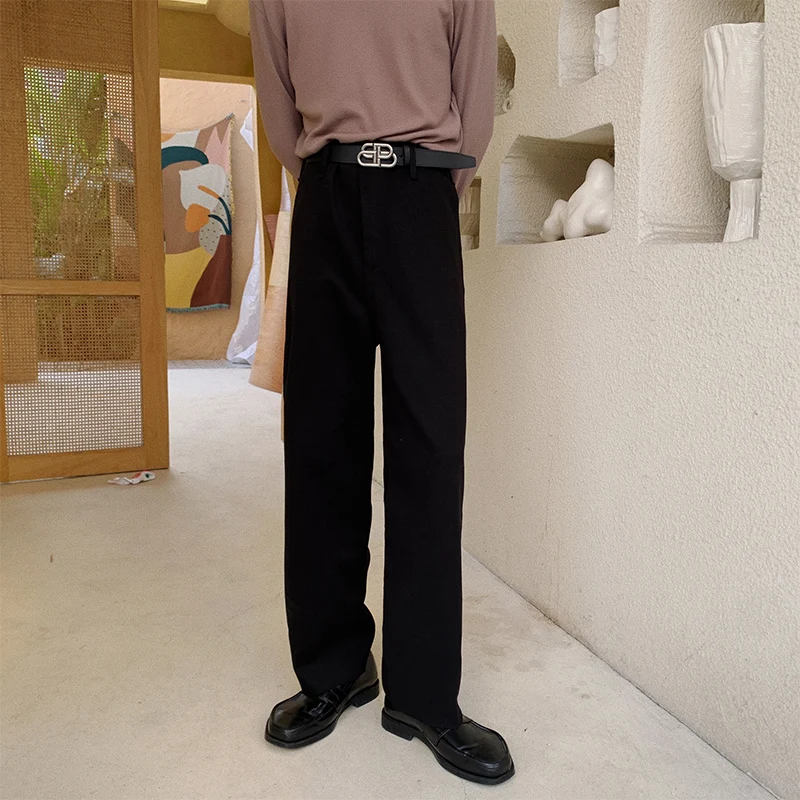 Мужские шерстяные повседневные широкие брюки свободные прямые мужские
