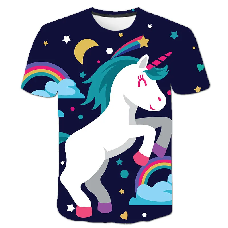 

Children Clothing Unicorn T-Shirt 2021 Summer Cool Kids Babys Boys Girls Clothes Breathable Lovely Short Sleeve Fashion Cartoon