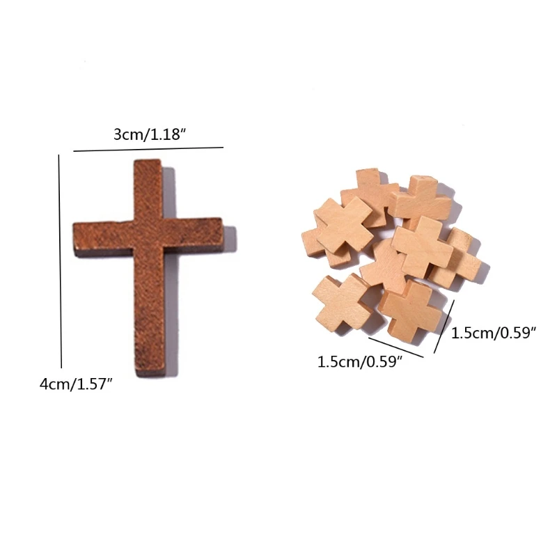 

50g Mixed Wood Cross Pendants Wooden Mini Cross Charms Religious Cross Beads DIY LX9E
