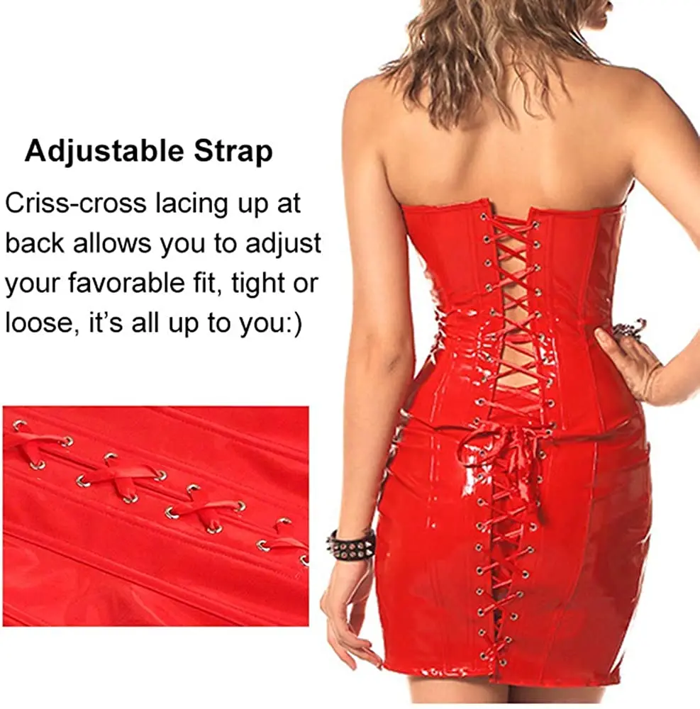 Женский кожаный корсет из ПВХ латексный для талии полный корректор фигуры в