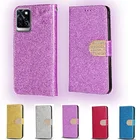 Роскошный кожаный флип-кошелек с блестками и бриллиантами для Infinix Note 10 Pro