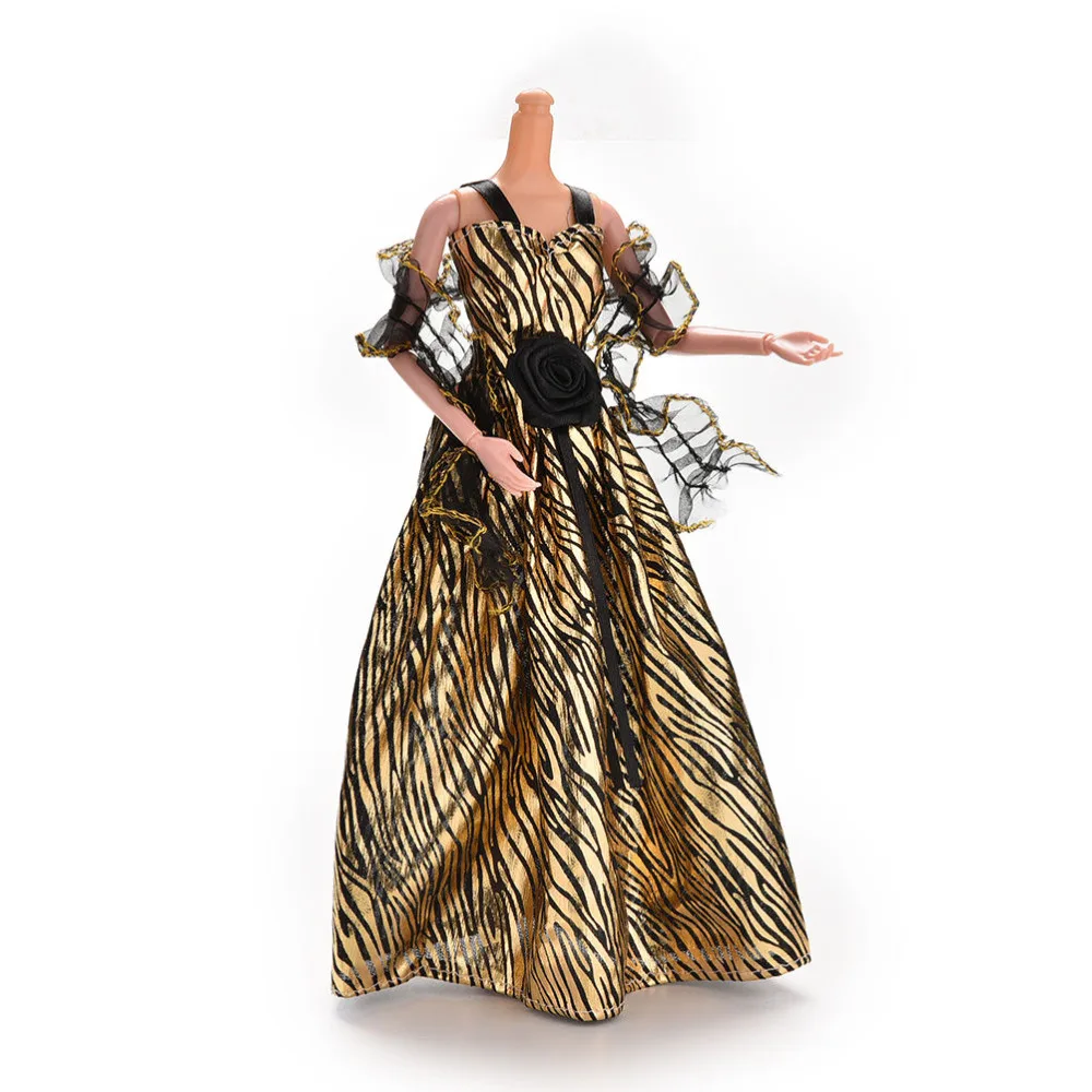 Модные Золотые женские полосатые Фантастическая Кукла Одежда ручной работы