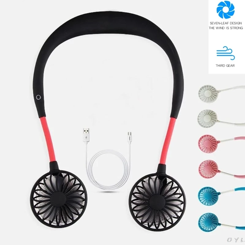 

Summer 3 Modes Portable Hanging Neck Fan USB Rechargeable Multi-Function Aromatherapy Fan Cooler For Camping Outdoor Sports
