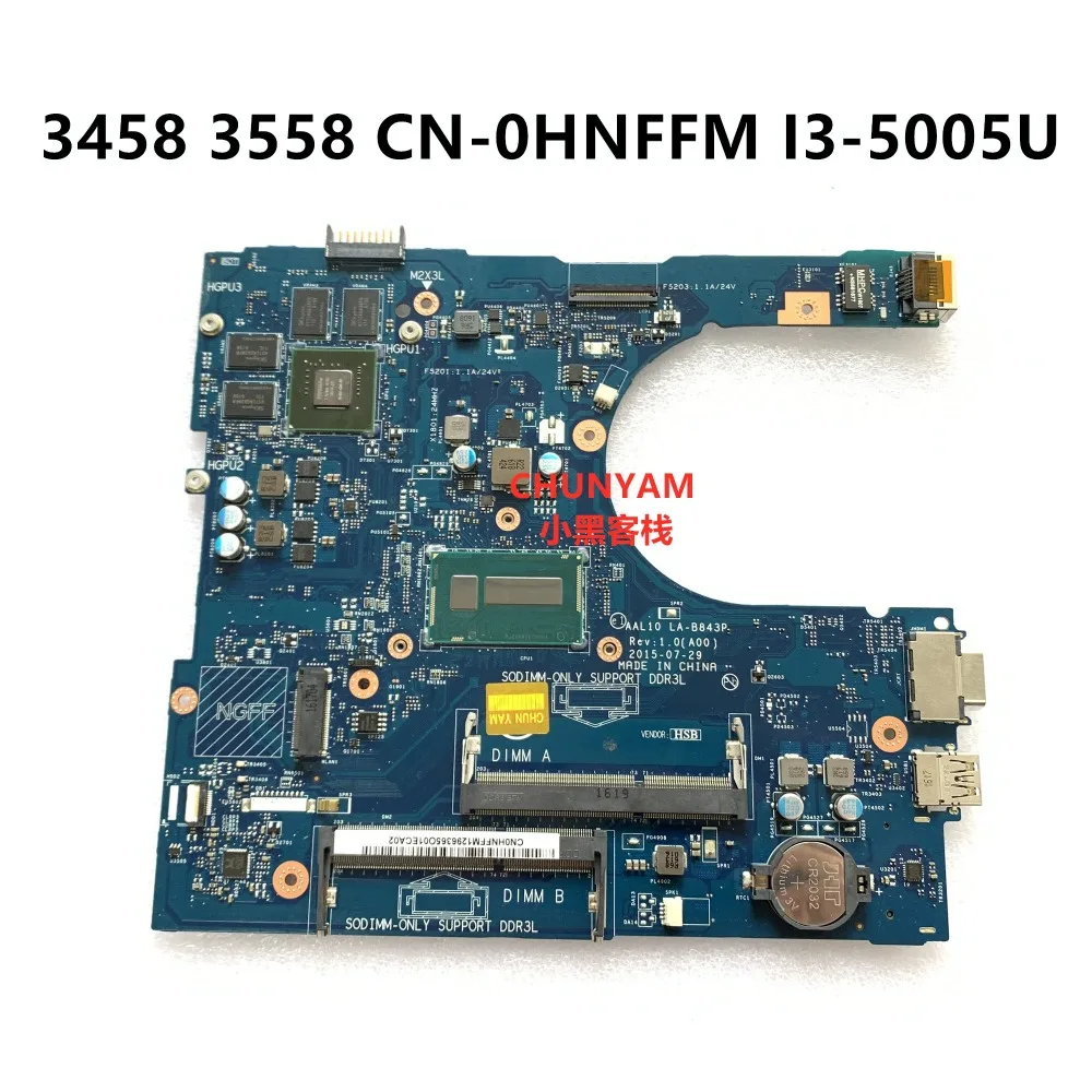 Kefu CN-0HNFFM HNFFM для Dell vostro 3458 3558 Материнская плата ноутбука AAL10 LA-B843P i3-5005U VGA порт материнская плата
