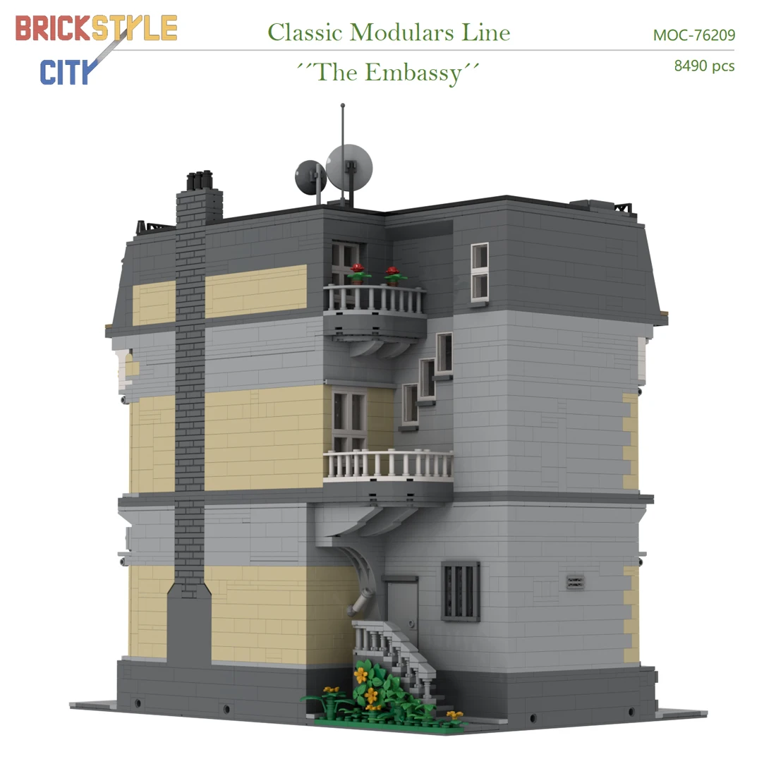 Authorized MOC-76209 8491Pcs Embassy Building Bricks Model DIY Architecture Blocks Toy (Designed by Brickstyle City) | Игрушки и хобби