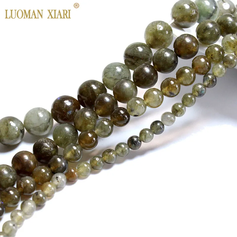 Изысканные AAA 100% натуральный зеленый Labradorstein круглый камень бусины для