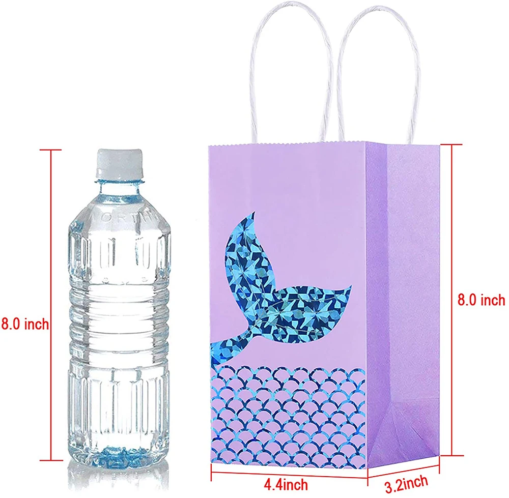 6 шт. бумажные подарочные пакеты в виде хвоста Русалочки | Дом и сад