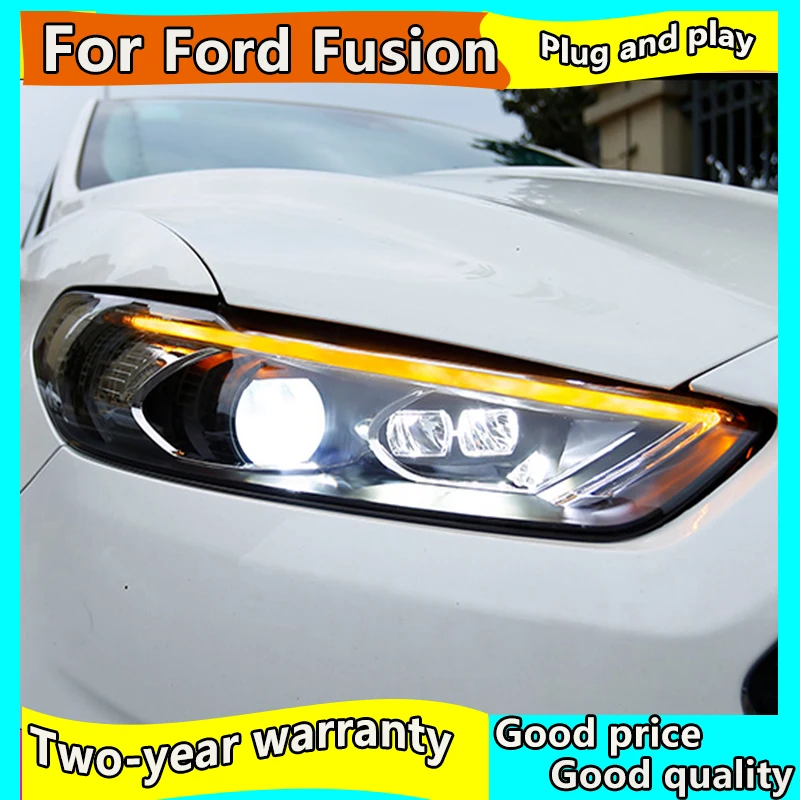 Тюнинг автомобильных фар для Ford Mondeo Fusion 2013 2016 светодиодные фары DRL ходовые огни Bi