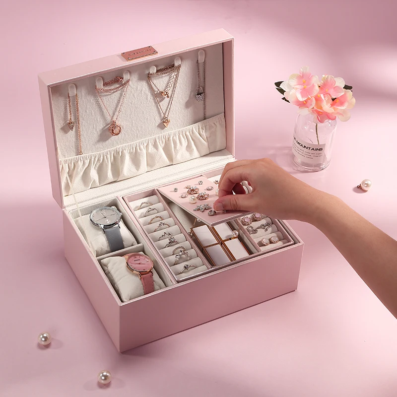 Чехол grace 2019 вместительная кожаная многослойная портативная шкатулка для