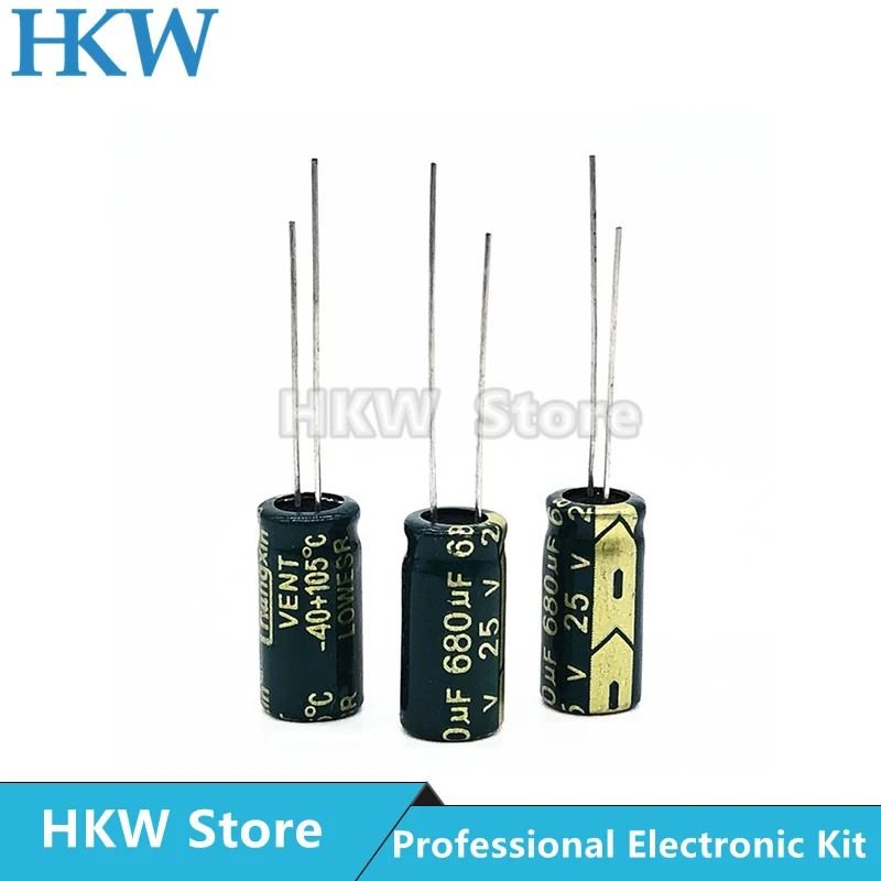 

20pcs/lot 680UF 25V 8*16mm 10*13mm High Frequency Low ESR / Impedance Aluminum Electrolytic Capacitor 680uf25V 8X16 10X13 20%