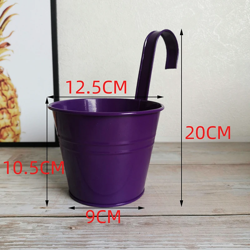 

5 Packs of Removable Metal Iron Flower Pots Color Hanging Iron Plant Hanging Pot for Outdoor Indoor Home Garden Decor MD