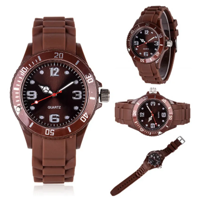 Fashion New Unisex Women Wristwatch Quartz Watch Silicone Sports Candy Color Reloj Mujer Kol Saat Female Clock Black | Наручные часы