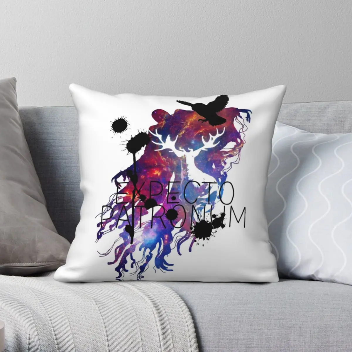 

EXPECTO PATRONUM HEDWIG GALAXY Square Pillowcase Polyester Linen Velvet Pattern Zip Decor Pillow Case Home Cushion Cover 18"