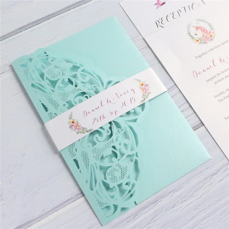 Приглашения на свадьбу день рождения Tiffanyblue карманные приглашения