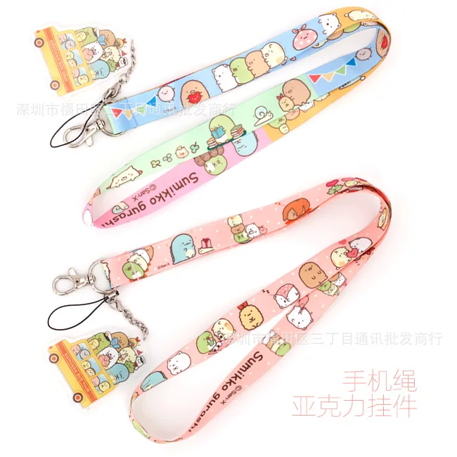 Мультяшный милый Sumikko Gurashi шейный ремешок для ID бейджей шнурок с подвеской