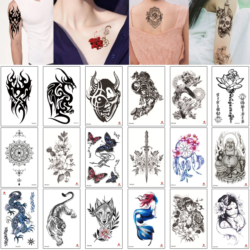 12x19 см искусственная черная временная татуировка на тело наклейка тотемный