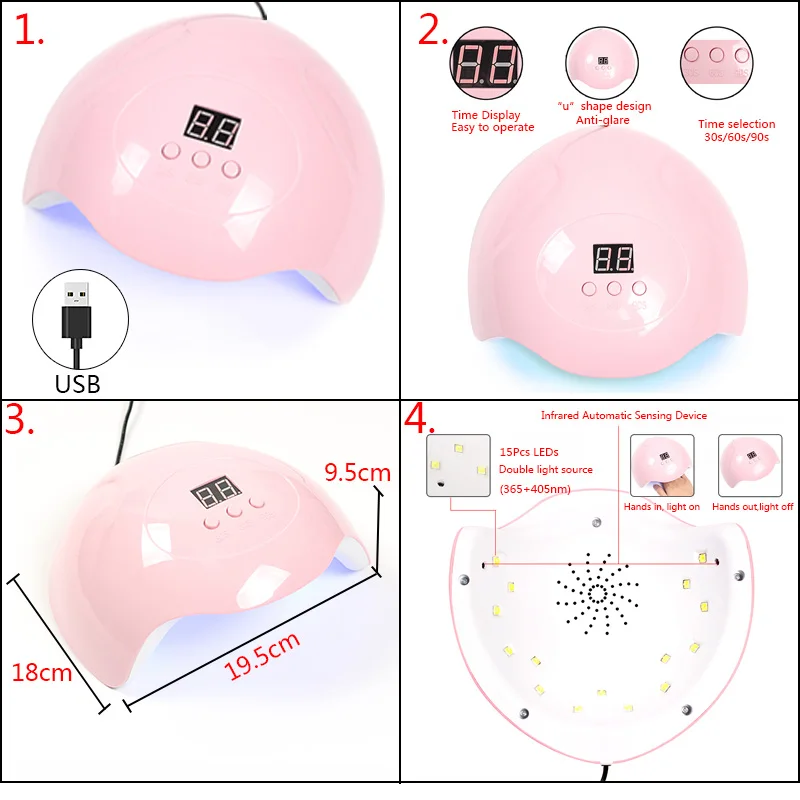 

Manicure Set Kit Professional 36w LED Lamp Electric Nail Drill Gel Nail Polish Set Colors Base and Top Coat for Nail Kit