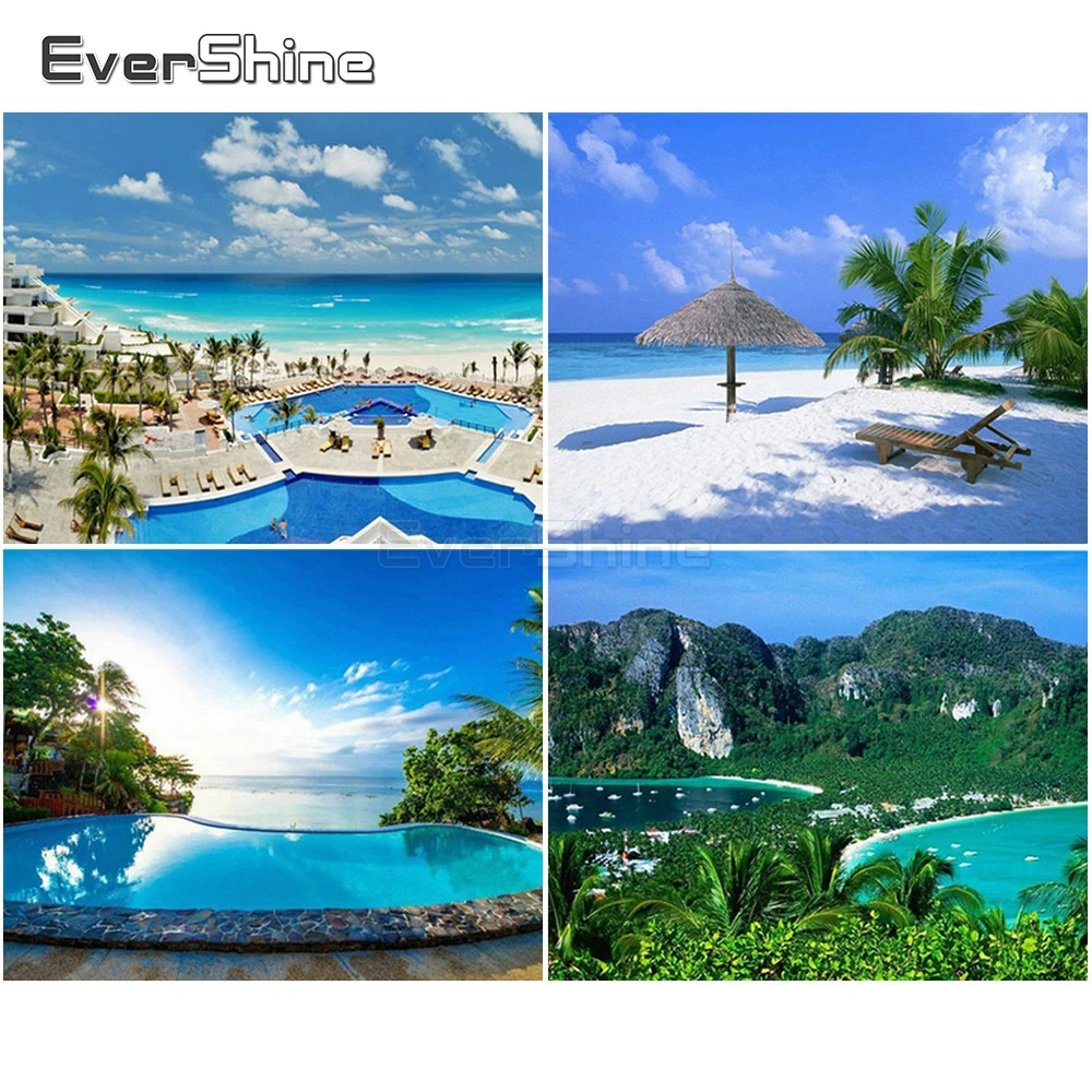 EverShine Раскраска по номеру пейзаж Продажа Ручной росписью искусство стены