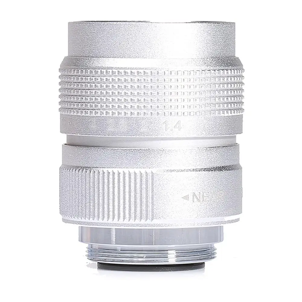 Silver Fujian 25mm F1.4 CCTV camera lens+ C-EOSM Mount Ring for Canon EF-M Mount M50 M1 M2 M3 M4 M5 M6