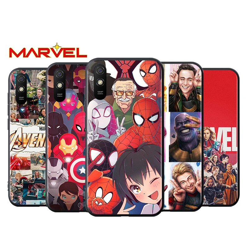 

Marvel Hero Spider-Man for Xiaomi Redmi 10X Pro 9C 9A 9T 9 GO K40 K30 Ultra K20 8 7 S2 6 5 4X Pro Soft Black Phone Case
