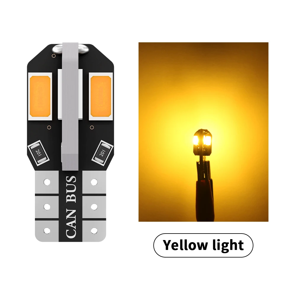 

2 шт. светодиодные лампы T10 Canbus W5W 8 SMD 5730 светодиодные внутренние освещения номерного знака автомобиля купольные лампы для чтения без ERROR 12 В белый красный желтый