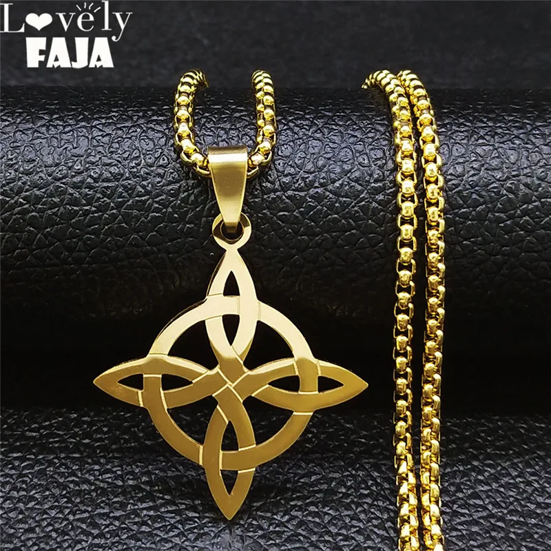 2021 Witchcraft Witch's Knot Геометрия из нержавеющей стали длинный цепочка на шею для