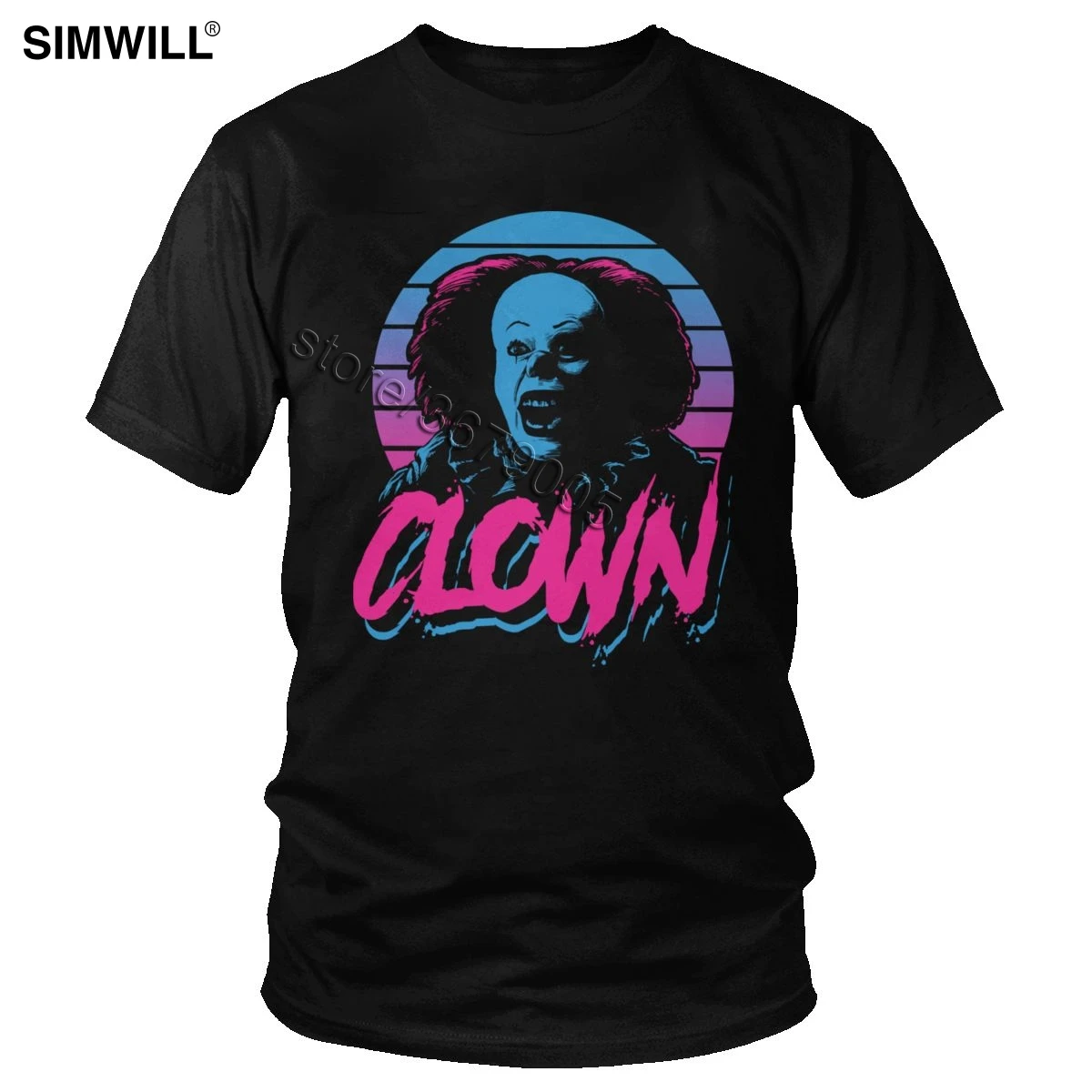

Awesome It Pennywise The Clown Halloween T Shirt Men Casual Cotton Tee O Neck Short Sleeves Tops Synthwave Horror Film T-shirt