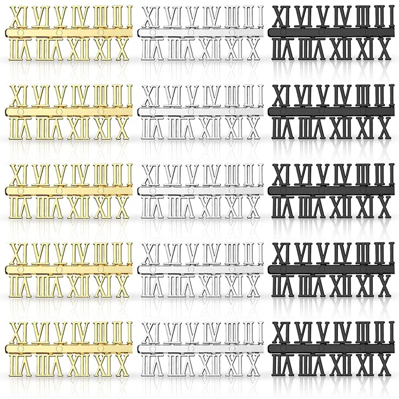 

AT69 -15 Pieces Clock Numerals Kit DIY Digital Clock Numbers Clock Hands Replacement Parts Clock Accessories (Roman Numerals)