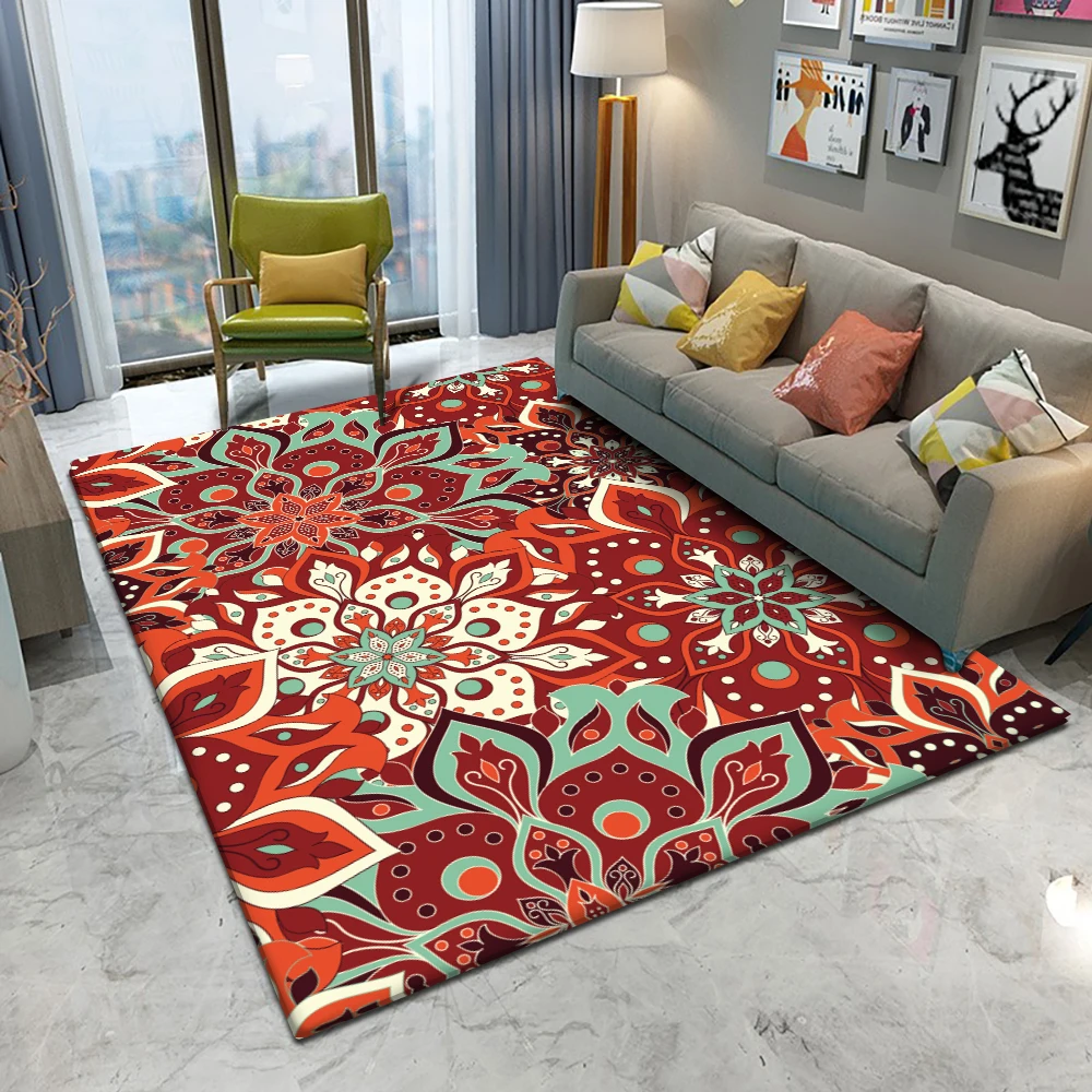 Горячая Распродажа Мандала красный ковер с цветочным узором на нескользящей