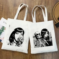 2021 new ladies bag anime bag y2k bag horror funny cartoon print gothic canvas bag fashion kawaii bag ins harajuku shopper bag