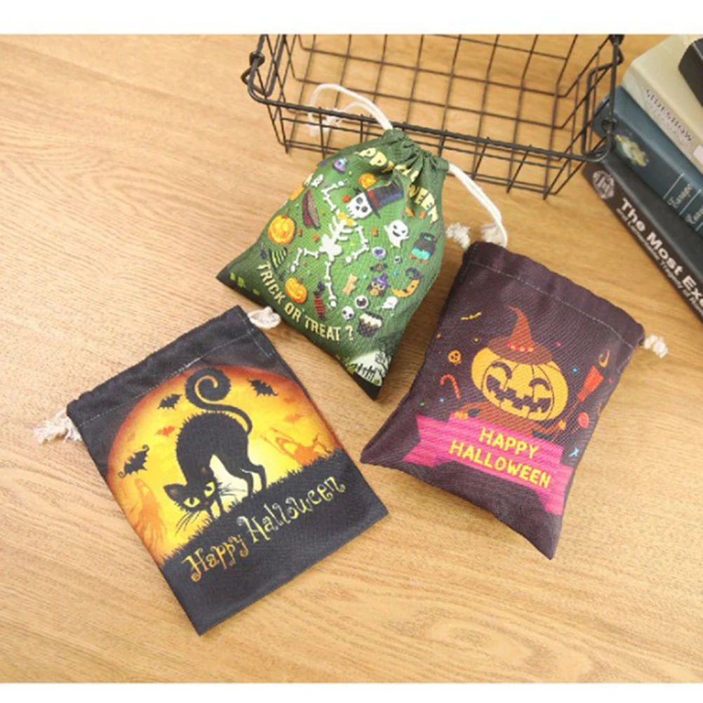 Сумка для конфет на Хэллоуин карманный Подарочный мешок шнурке с рисунком тыквы