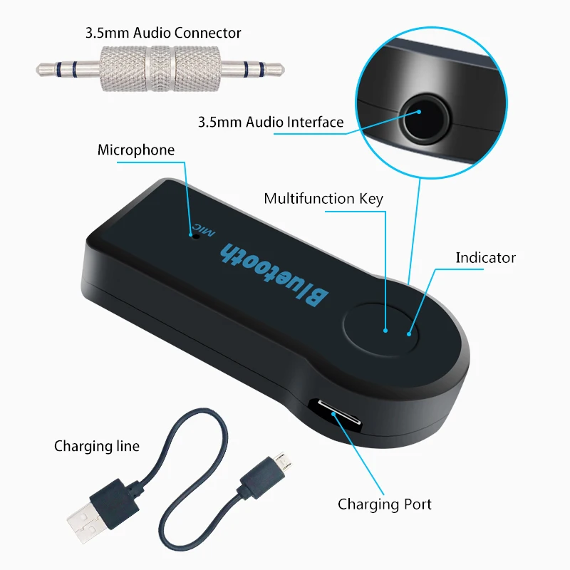 Мини Bluetooth аудио приемник передатчик 3 5 мм разъем громкой связи автомобильный