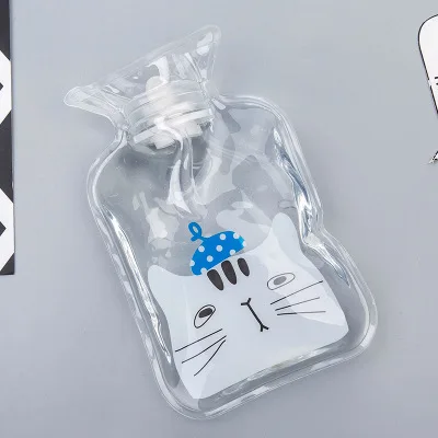 B Мультяшная прозрачная бутылка для горячей воды, ручная бутылка для теплой воды, Портативная сумка для хранения воды с рисунком медведя, рыбки, кошки - Цвет: B