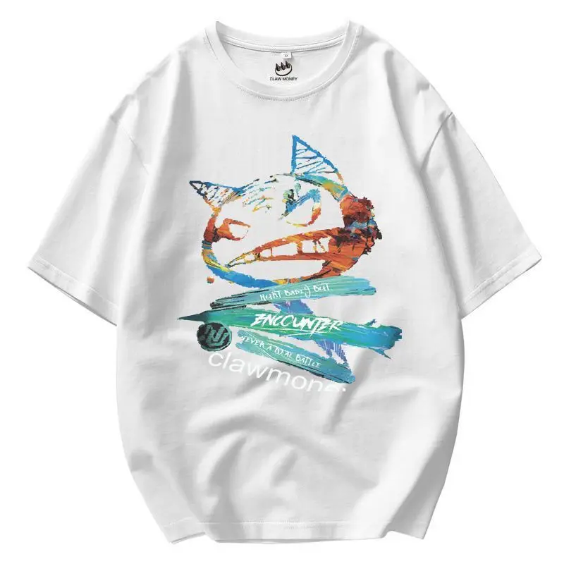 

2021 American Street Hip-hop Tide Little Devil Short-sleeved Tee Tops Loose T-shirt Male Tide Trend Oversize Half Sleeve Tshirt