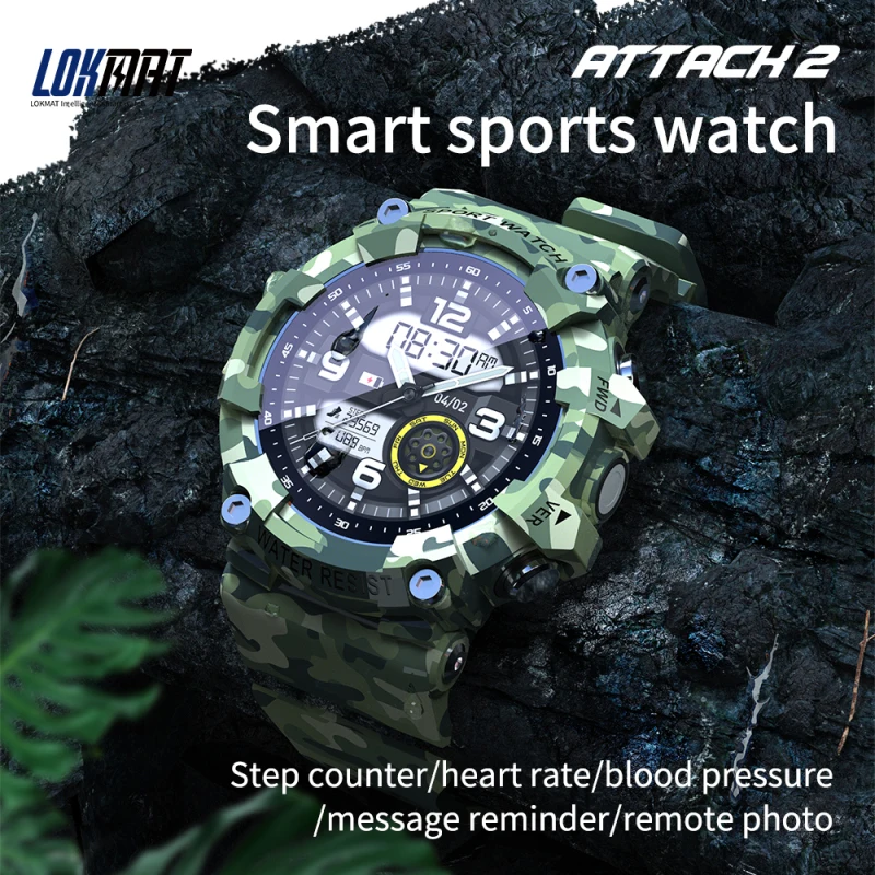 NEW LOKMAT ATTACK 2 Smart Sports Watch Fitness Tracker Bluetooth IP68 Waterproof Heart Rate Information Reminder Alarm Clock
